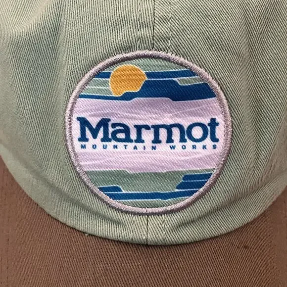 Marmot Green Gray Snap Back Baseball Hat - Picture 4 of 4